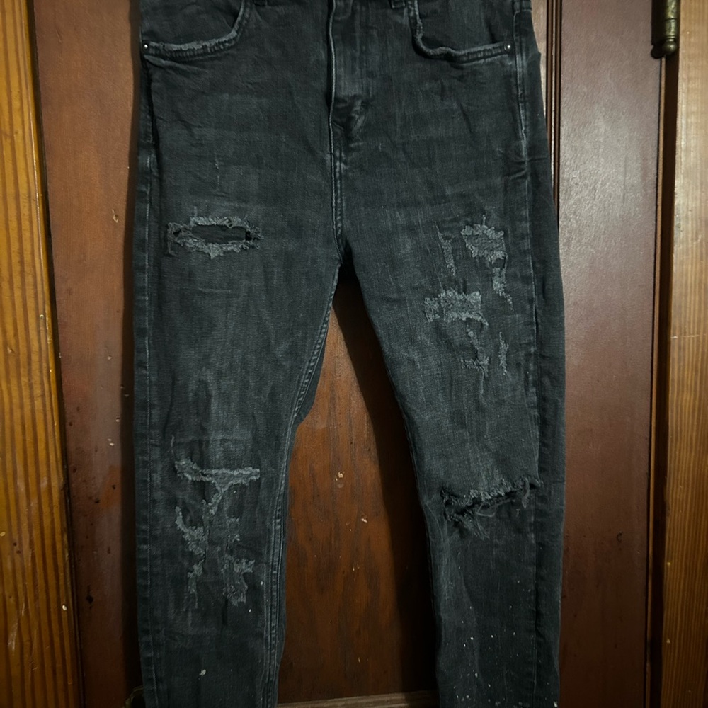 Zara Charcoal Distressed Skinny Jeans